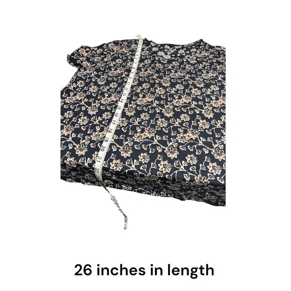 Pure Jill Black & Pink Floral Print Scoop Neck Elliptical Tee 100% Pima Cotton X - Picture 9 of 9